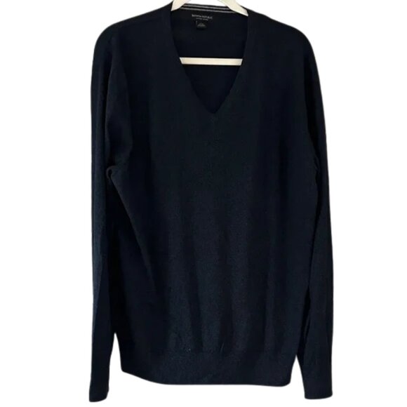 Banana Republic Silk & Cashmere Men's Navy V-Neck Sweater